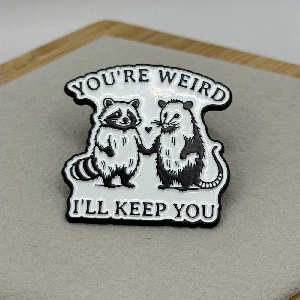 3/$25 “You're Weird I'll Keep You” Enamel Pin Raccoon Opossum Unisex pin
